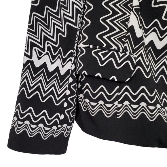 Chicos 2 Size L Jacket Open Front Zig Zag Rick Rack Graphic Artsy Pockets Lined - Picture 4 of 5